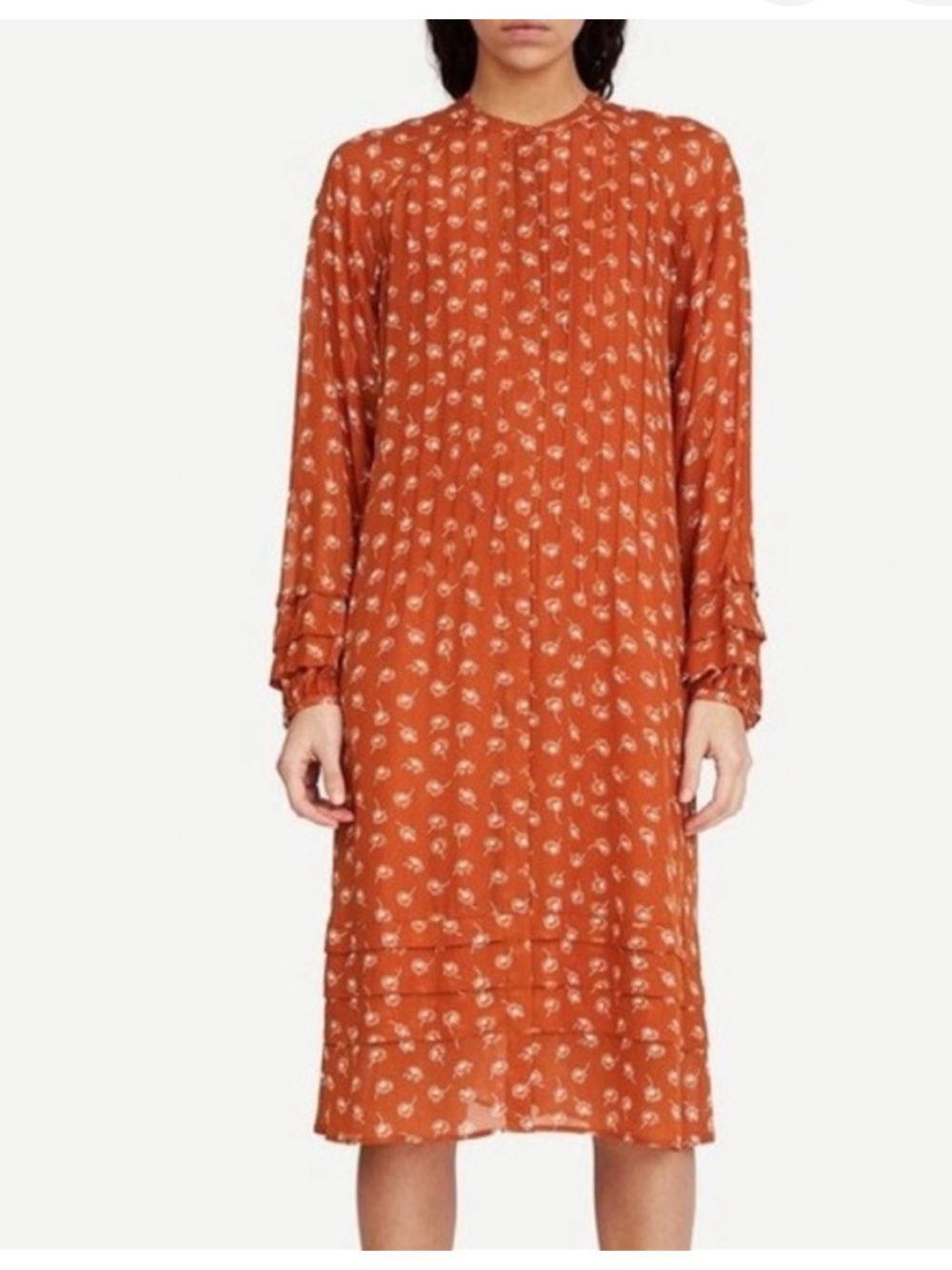 SAMSOE Long Sleeve Elma
Bellis Creta Midi Shirtdress Sz L Rust Floral dress